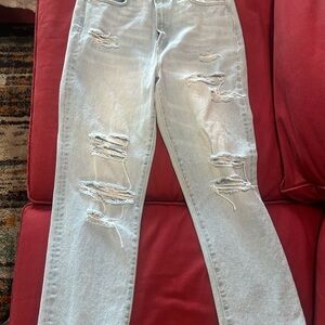 Trendy Light Blue Distressed Skinny Jeans
